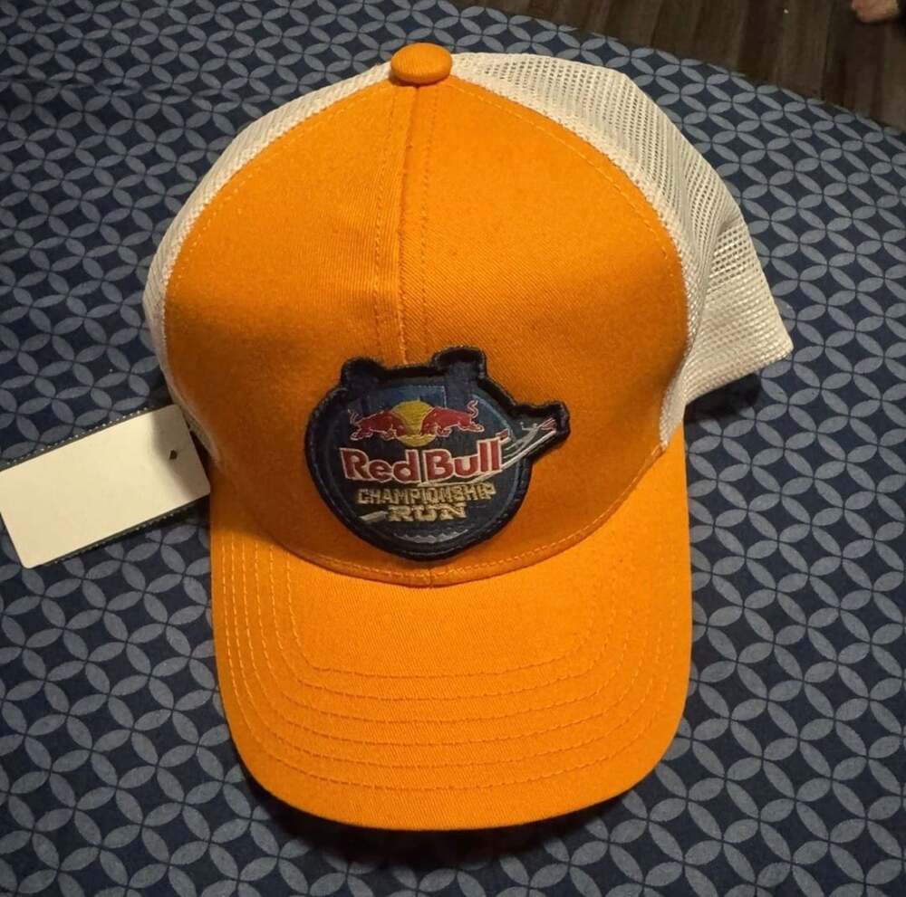 Threds Red Bull Championship Run Orange and White Trucker Hat Snapback
